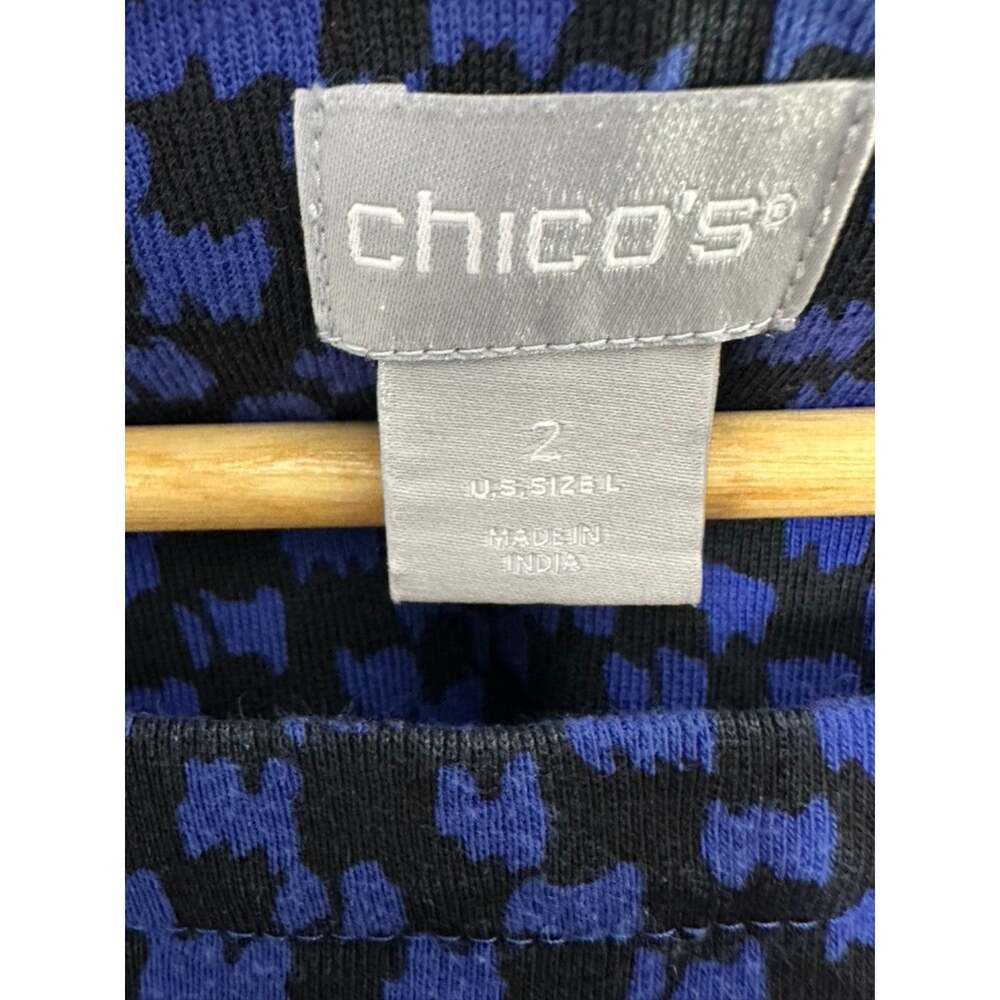 Chico's Pima Snap Button Sleeve Blue Checker Tunic Women's Size Large - Picture 8 of 10